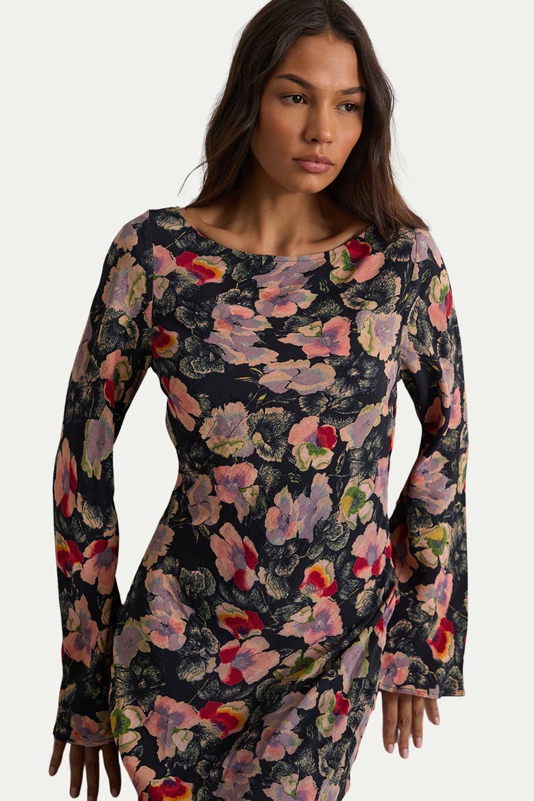 Floral Bias Cut Scoop Back Midaxi Dress, Alternate, color, Floral