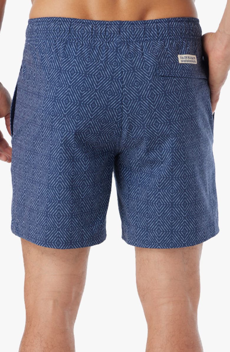 Fair Harbor Bayberry Water Repellent Swim Trunks, Alternate, color, Navy Shibori (402)
