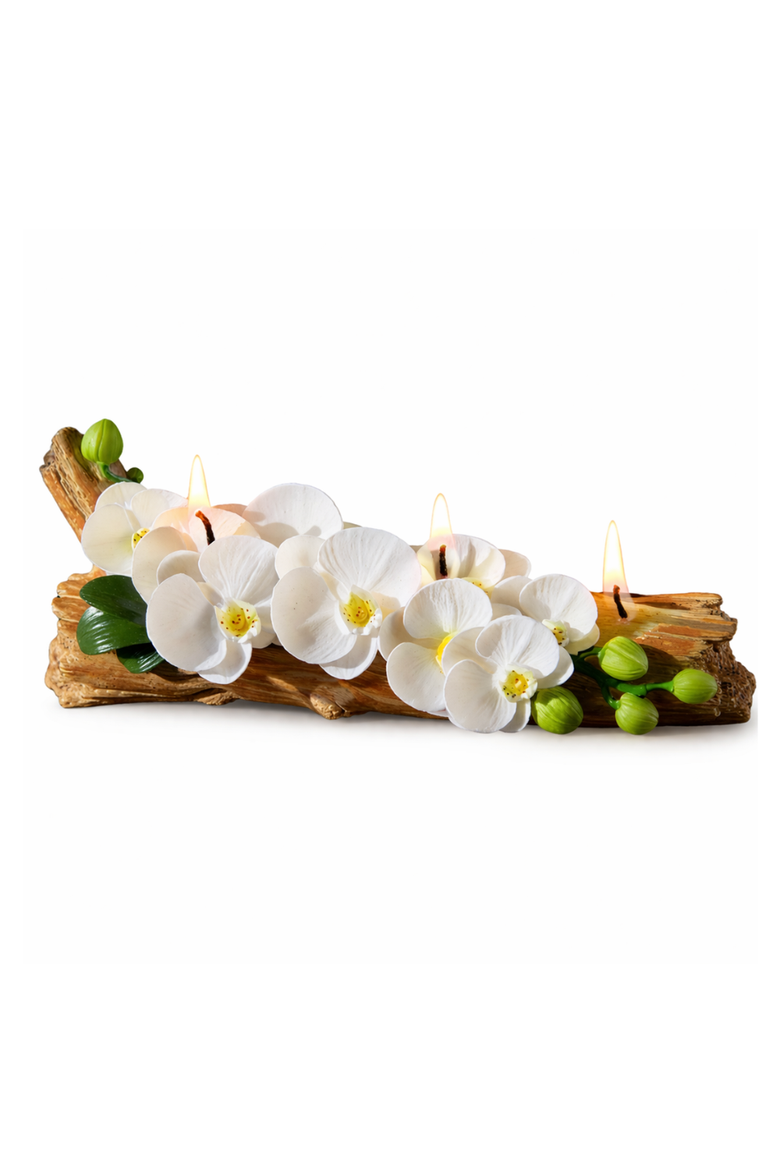 Orchid Arrangement Candle, Main, color, White
