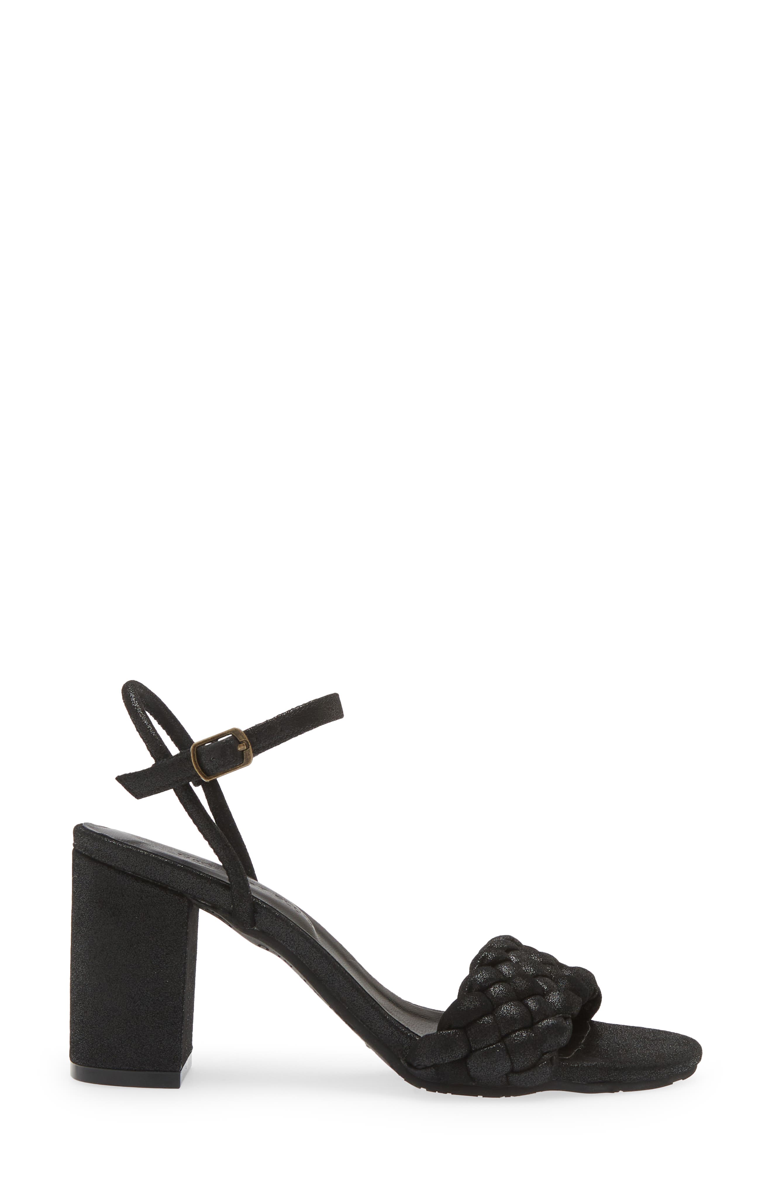 Chaya Braided Block Heel Sandal, Alternate, color, BLACK SHIMMER