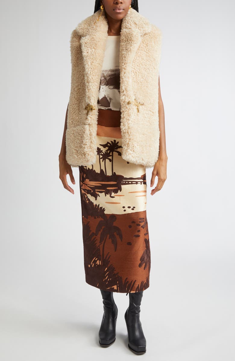 Johanna Ortiz Western Whimsy Genuine Shearling Vest, Alternate, color, Sand