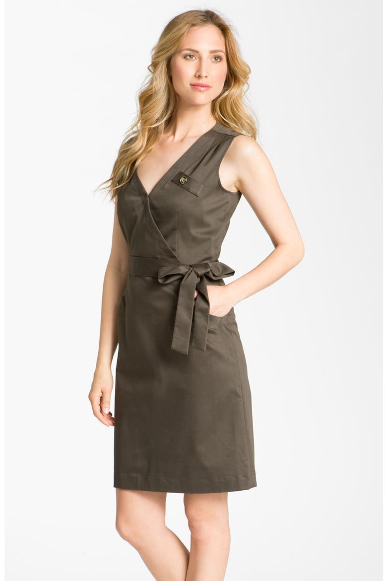 by Arthur S. Levine Surplice Woven Shirtdress, Main, color, OLIVE