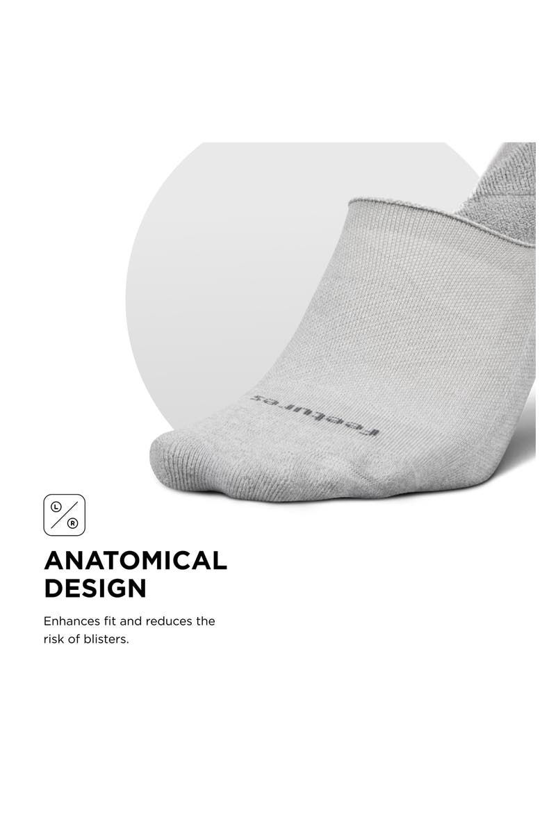 Elite Light Cushion Invisible Socks  AntiSlip Sport Sock Liner with Targeted Compression, Alternate, color, Light Gray