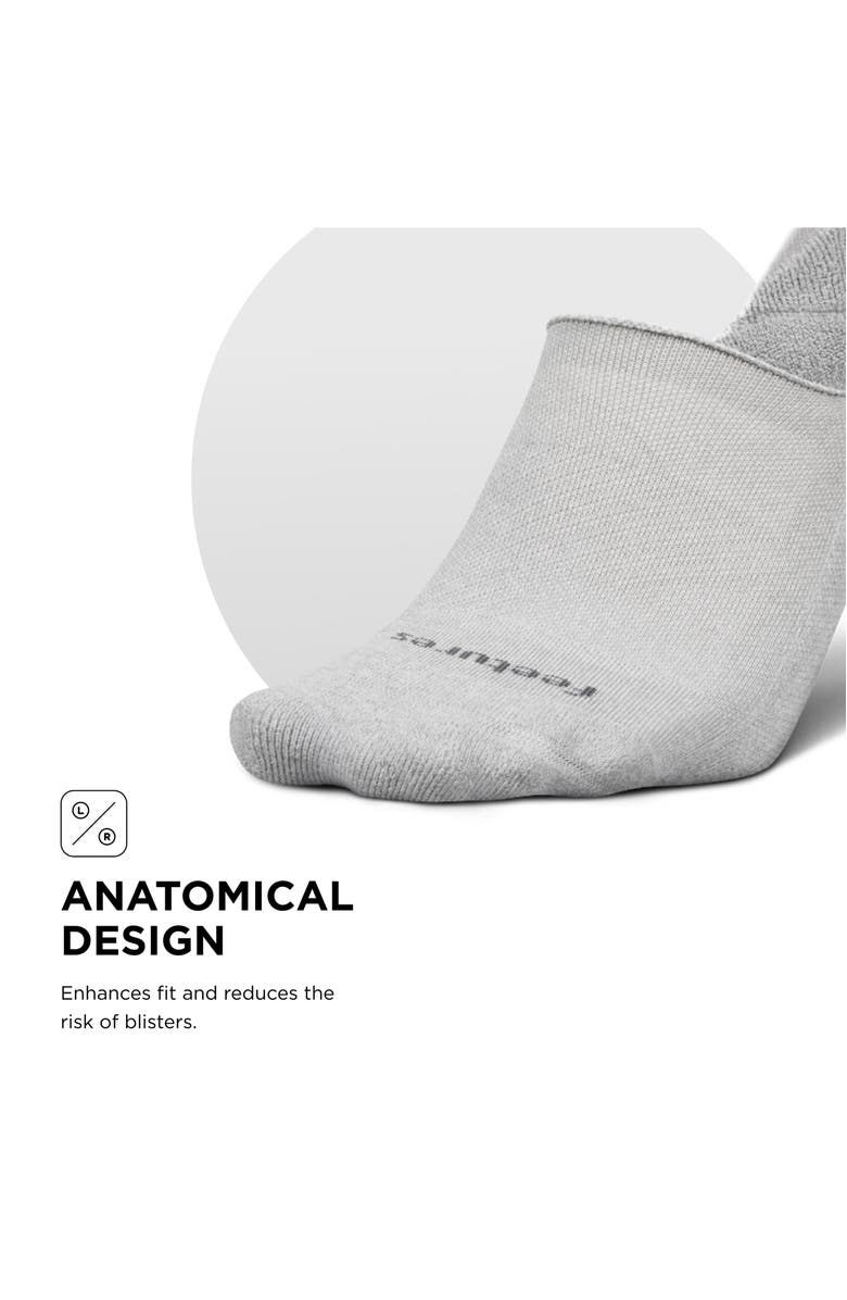 Feetures Elite Light Cushion Invisible Socks AntiSlip Sport Sock Liner with Targeted Compression, Alternate, color, Light Gray