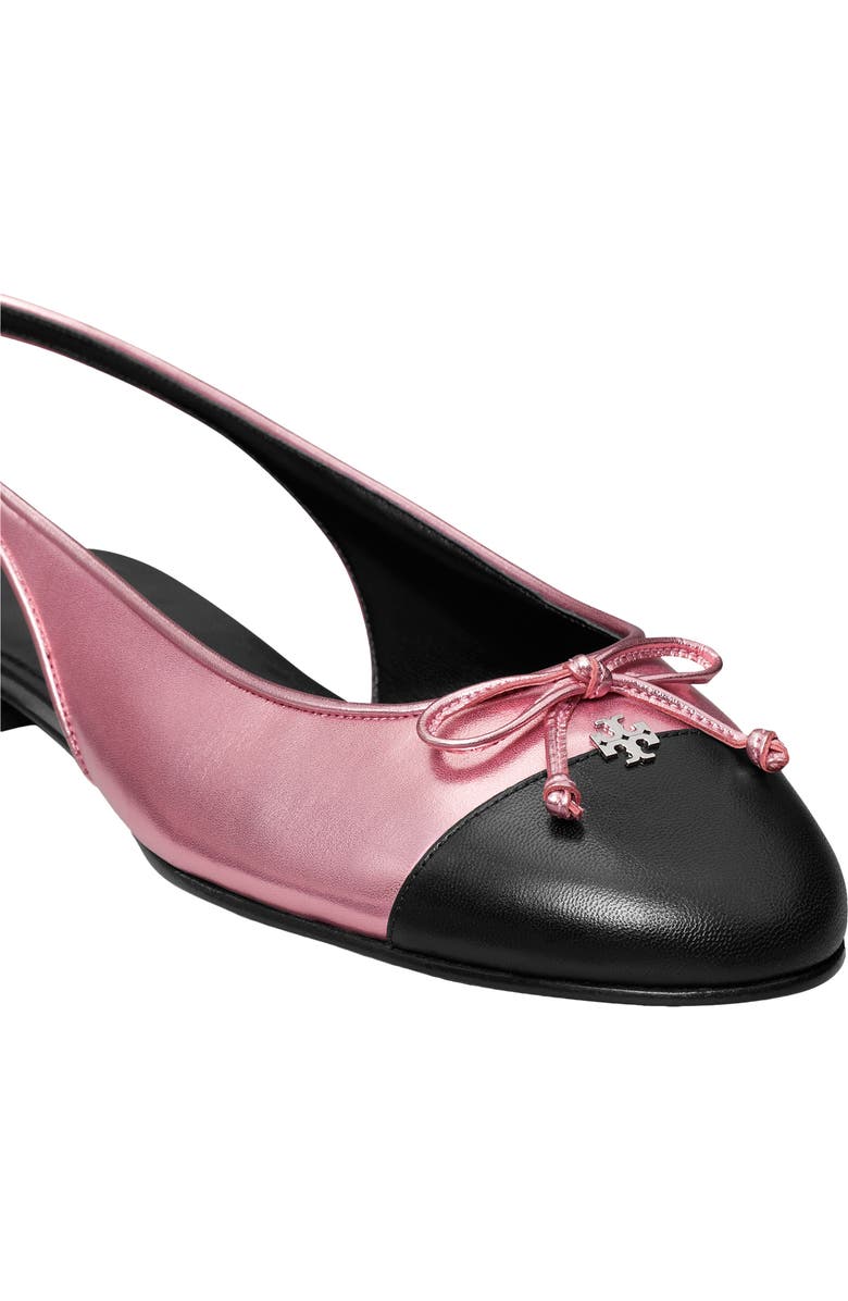 Tory Burch Slingback Cap Toe Flat, Alternate, color, Pink Etoile / Perfect Black