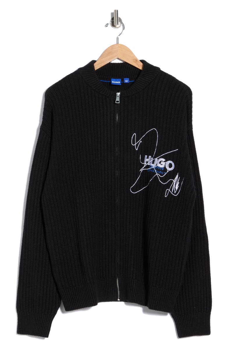 HUGO Socee Zip Cardigan, Alternate, color, Black