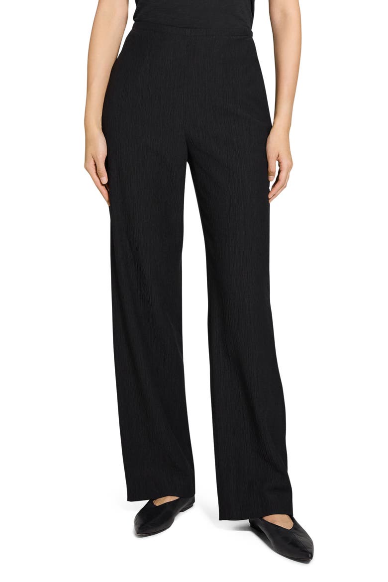 Crinkle Pull-On Wide Leg Pants, Main, color, BLACK