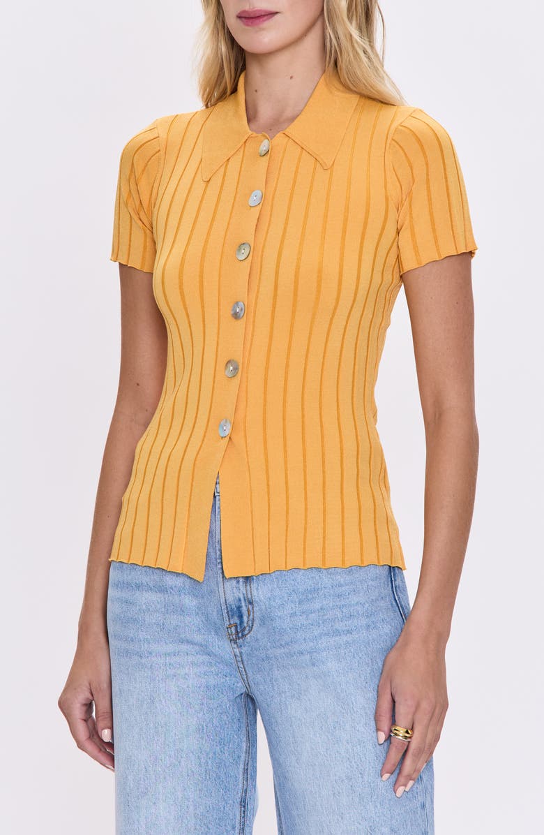 Pistola Dominque Rib Short Sleeve Button-Up Shirt, Alternate, color, Papaya