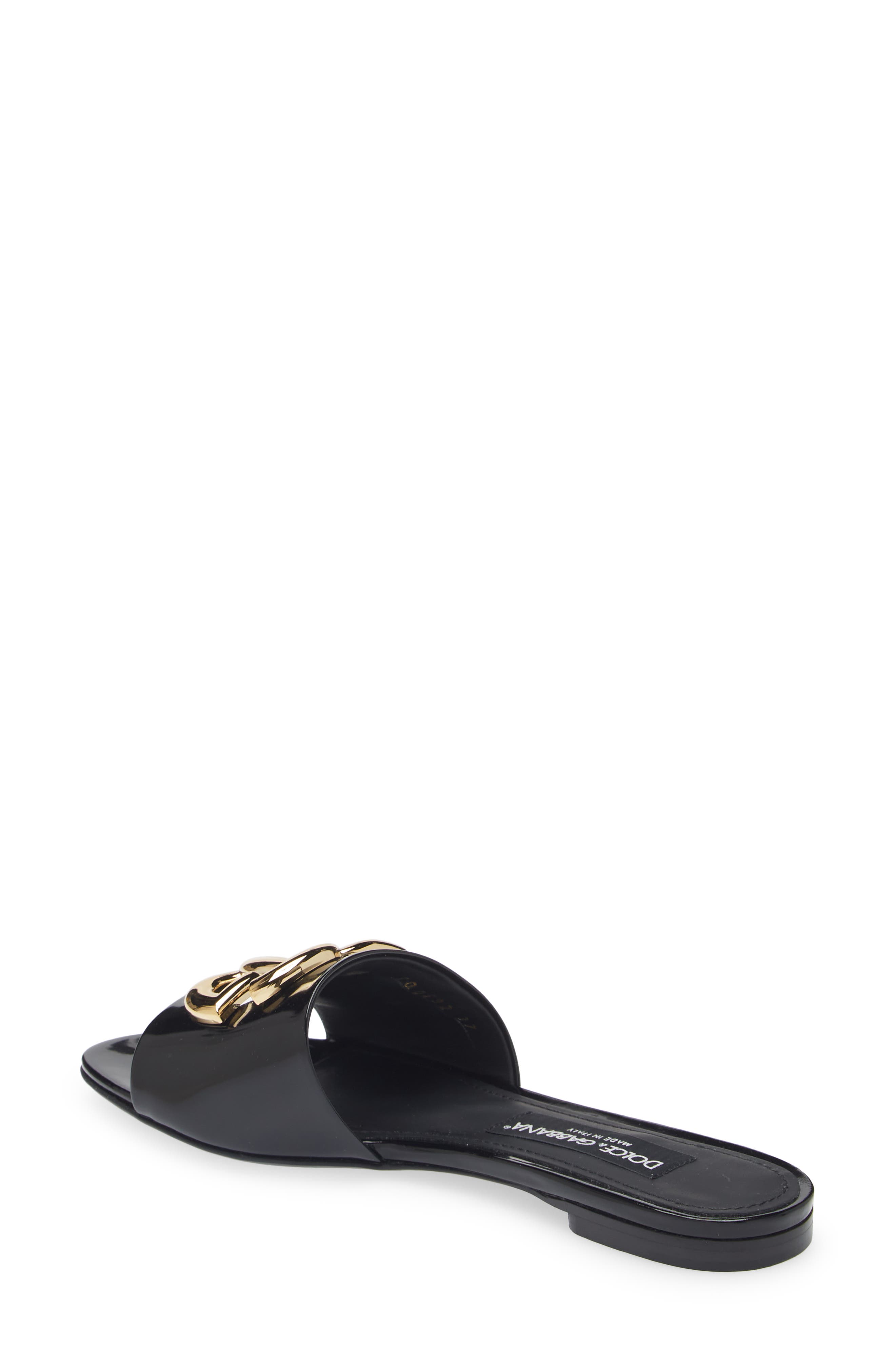 Dolce&Gabbana DG Logo Slide Sandal, Alternate, color, Black