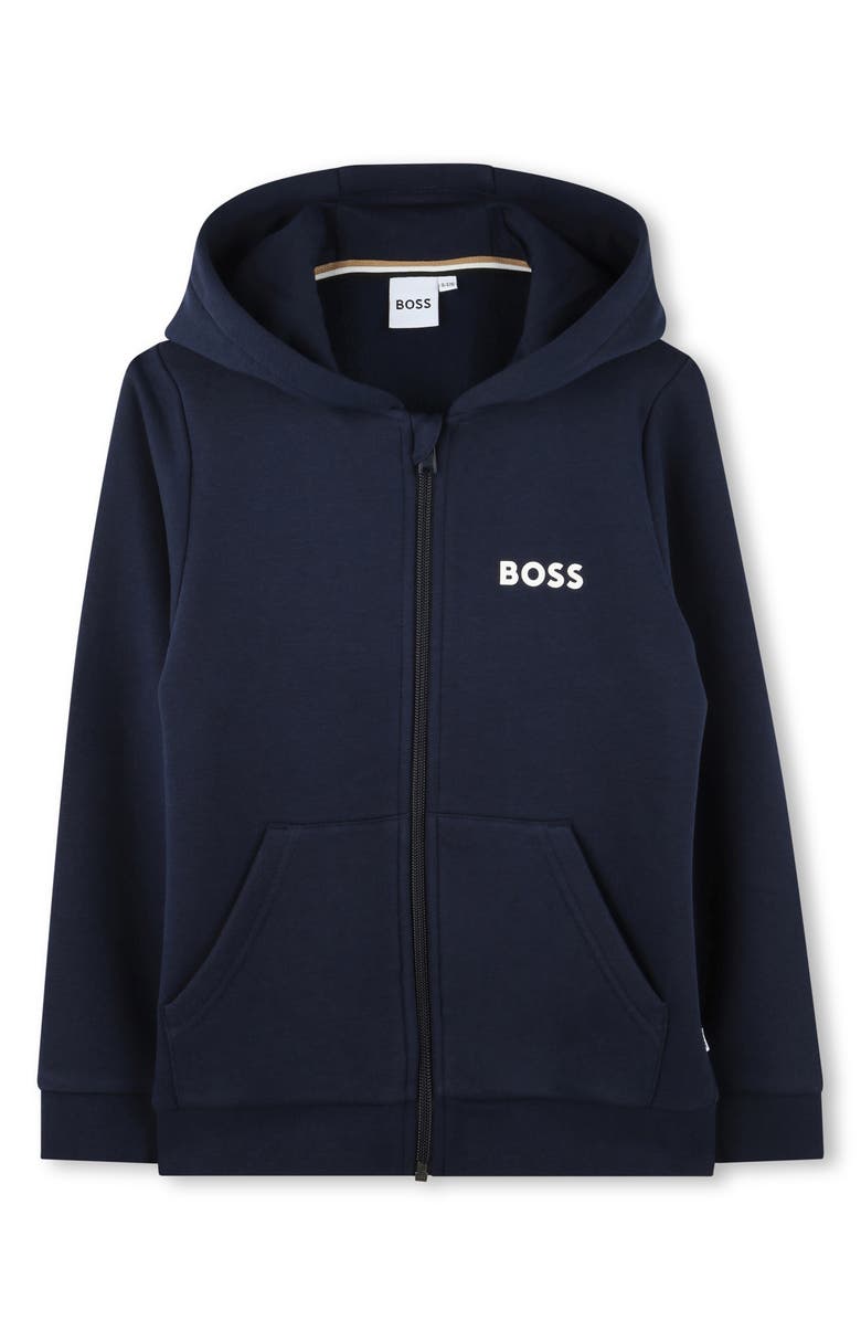 BOSS Kidswear Kids' Graphic Zip-Up Hoodie, Main, color, 