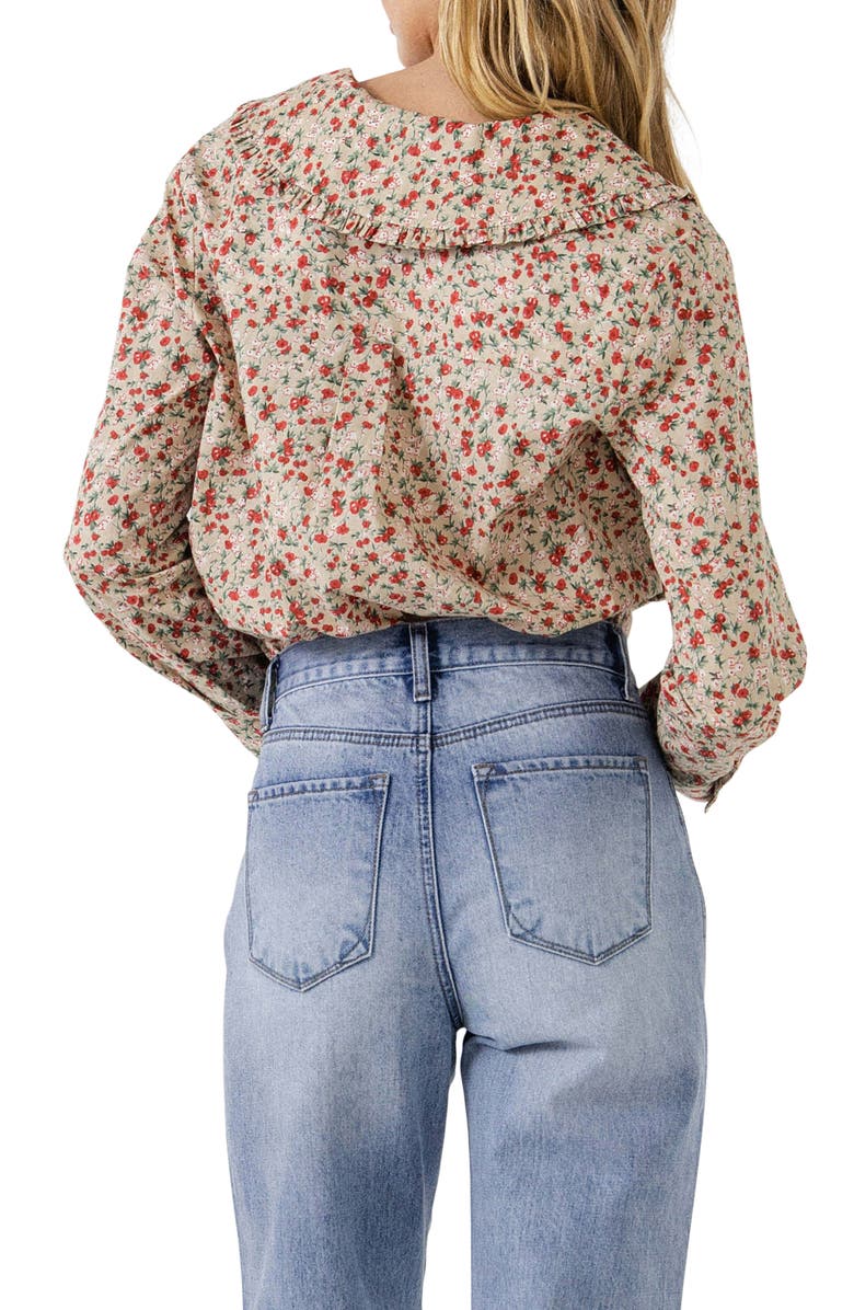 English Factory Floral Wide Collar Long Sleeve Shirt, Alternate, color, 