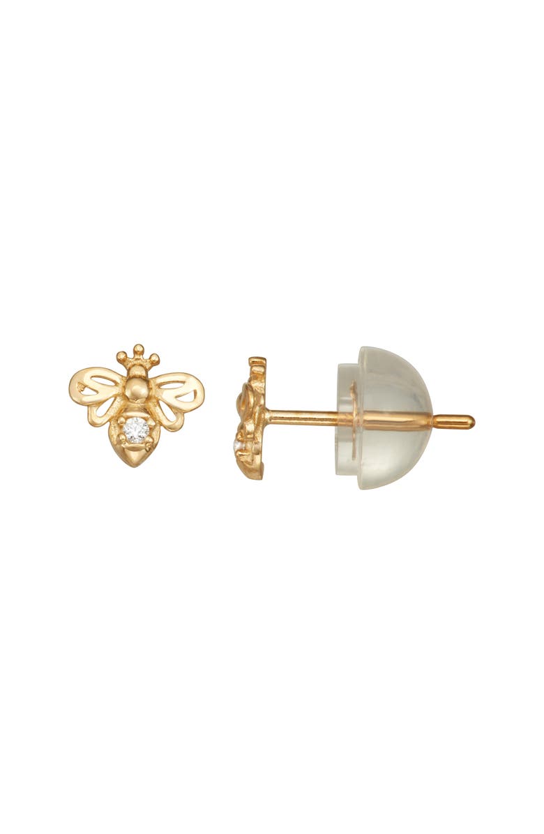 FZN Kids' Diamond Bee Stud Earrings, Main, color, Gold