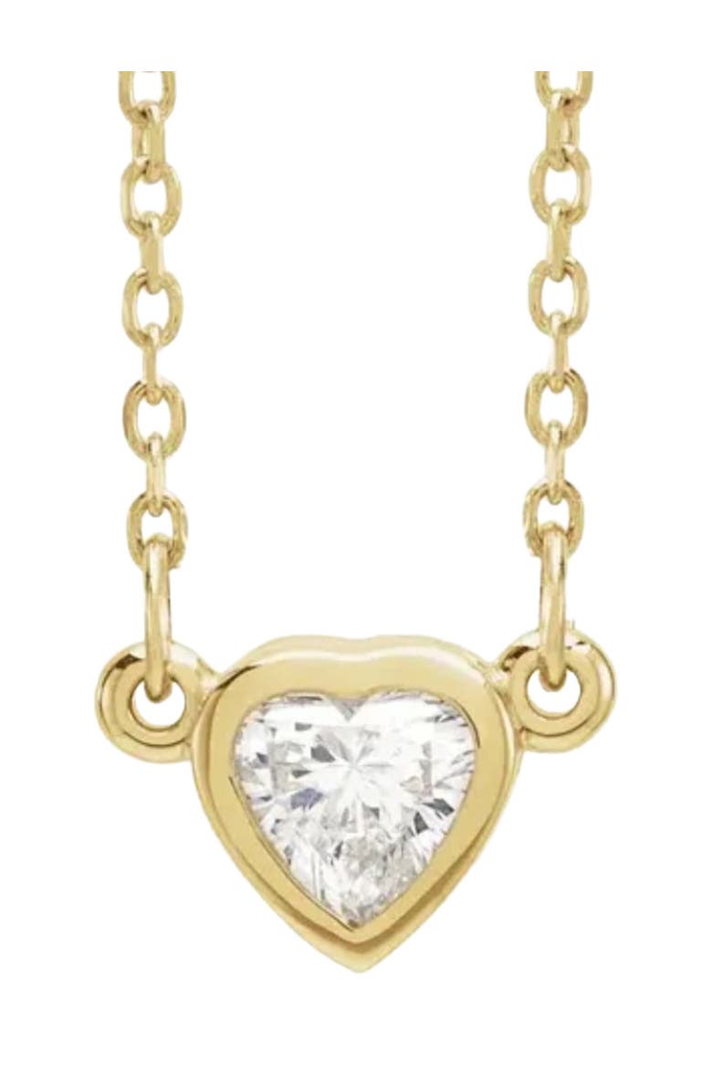 Bliss Diamond 3/8ct Bezel Solitaire Heart Shape Diamond 14K Gold Lab Grown Necklace, Main, color, 14K Yellow Gold