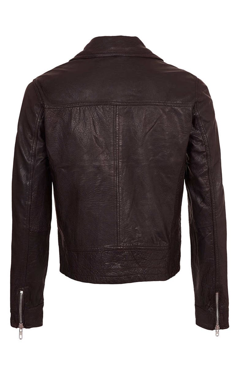 Topman Leather Biker Jacket, Alternate, color, 
