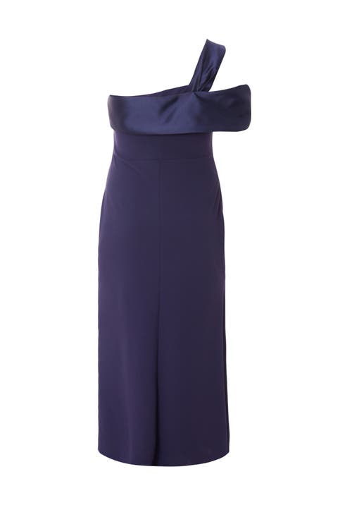 Quiz Plus Size One Shoulder Satin/scuba Crepe Maxi Dress