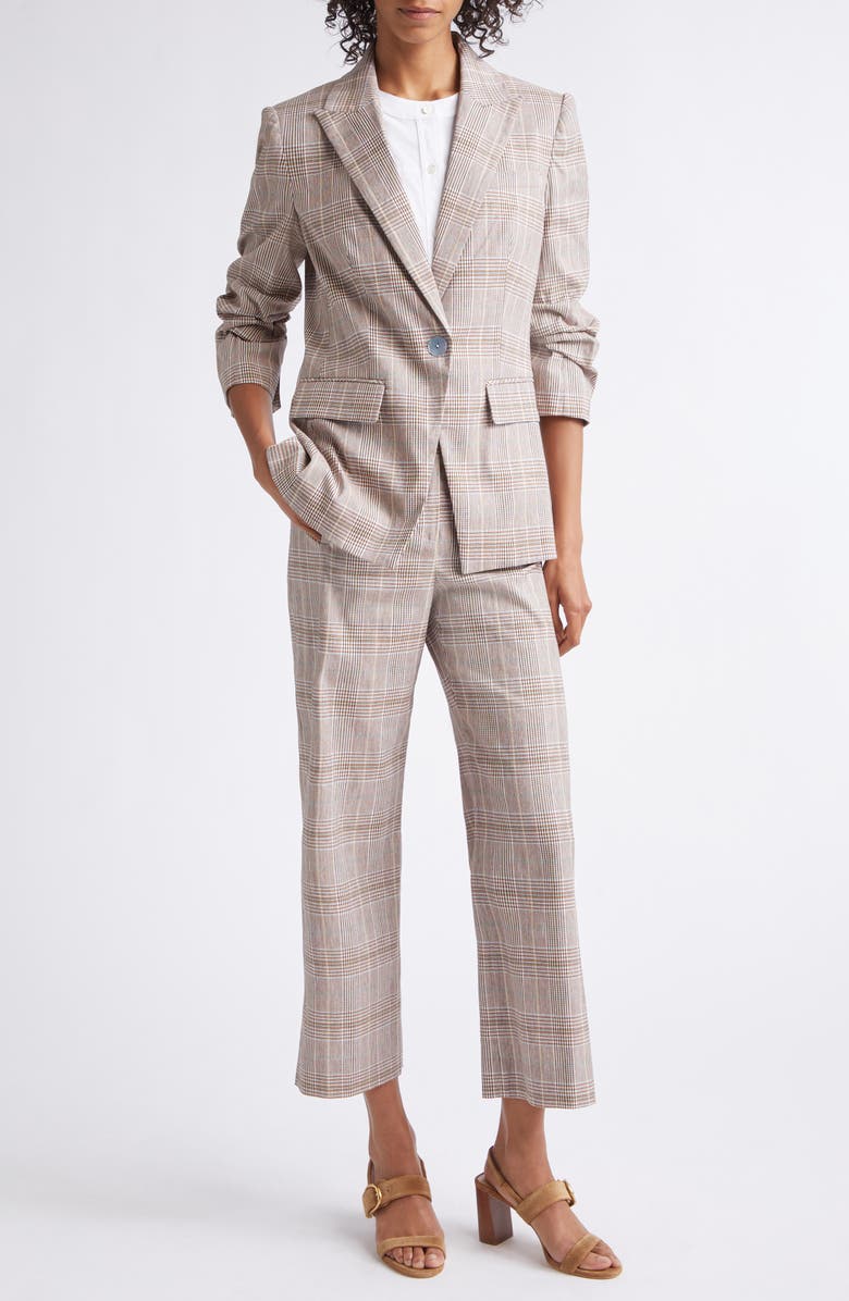 Veronica Beard Dova High Waist Glen Check Ankle Pants, Alternate, color, Raisin Multi