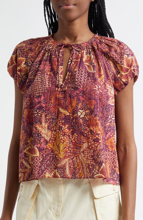 Ulla Johnson Issa Mixed Print Cotton Blend Top In Odessa