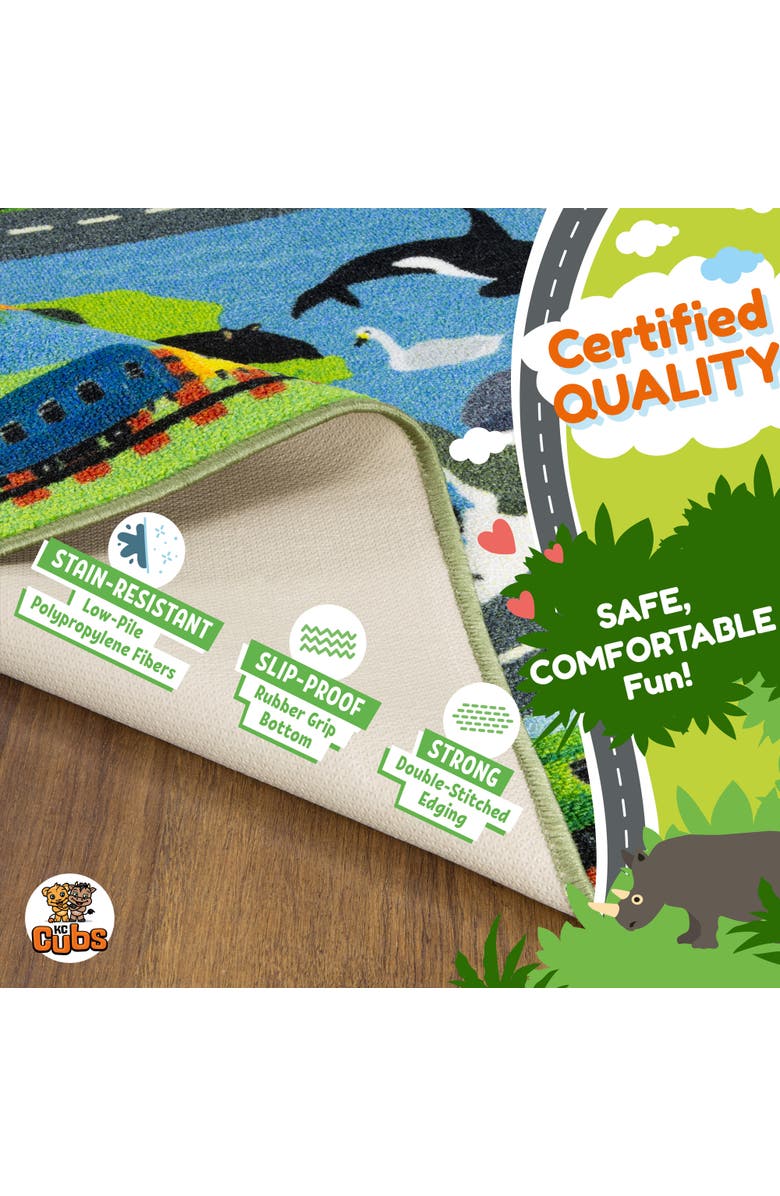 KC Cubs Educational Rug Animal Safari Road Map, 3 feet x 5 feet, Alternate, color, Multicolored