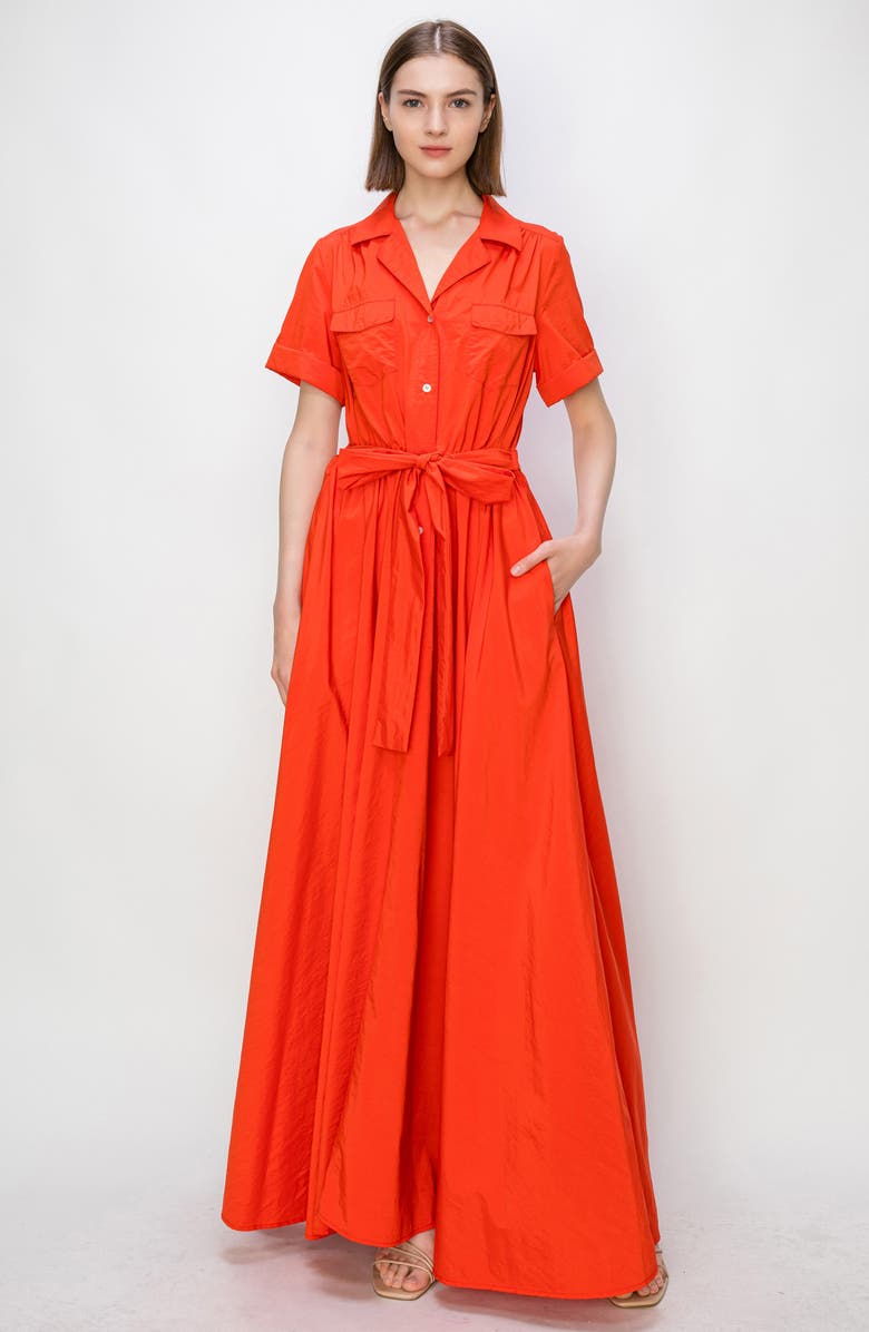 MELLODAY Tie Belt Poplin Maxi Shirtdress, Alternate, color, 