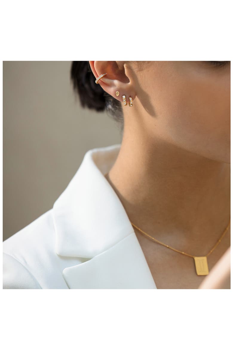 Fiji Diamond Huggie Hoop Earrings, Alternate, color, YELLOW GOLD