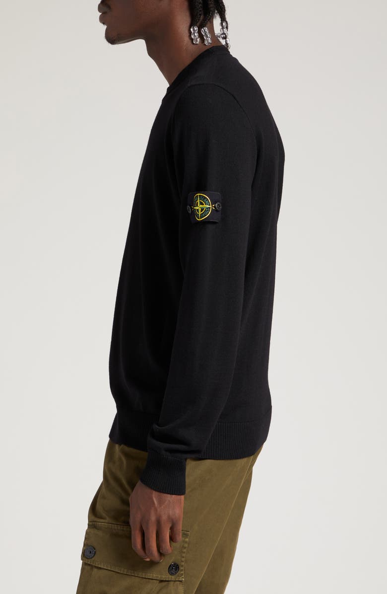 Stone Island Compass Logo Virgin Wool Sweater, Alternate, color, Black