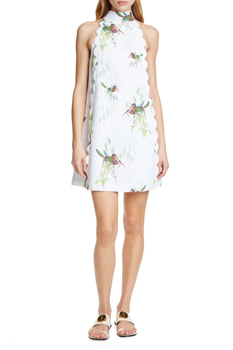 Toriat Tutti Frutti Scallop Trim Minidress, Main, color, WHITE