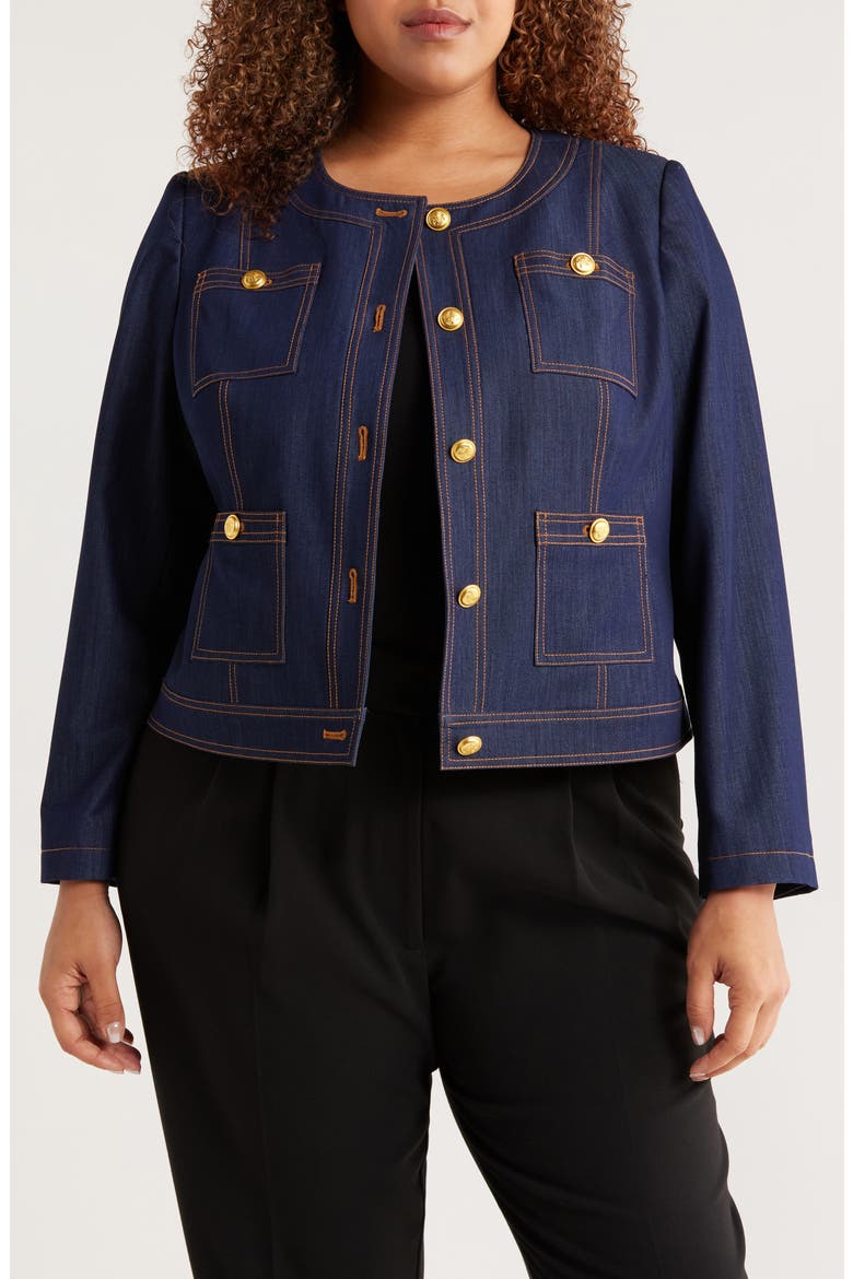 Crop Denim Jacket, Main, color, DENIM