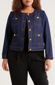 Tahari ASL Crop Denim Jacket