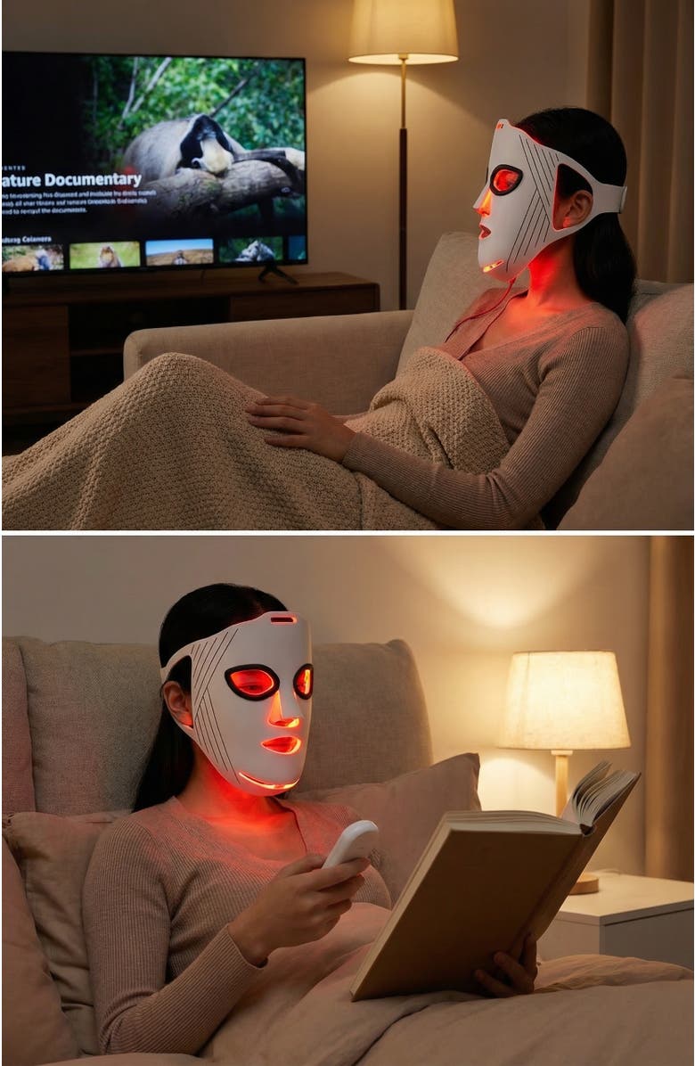 Lovery 5D Liquid Silicone LED Light Therapy Face Mask - Red, Blue & Near-Infrared Light - Skin Rejuvenation & Acne Care, Alternate, color, White