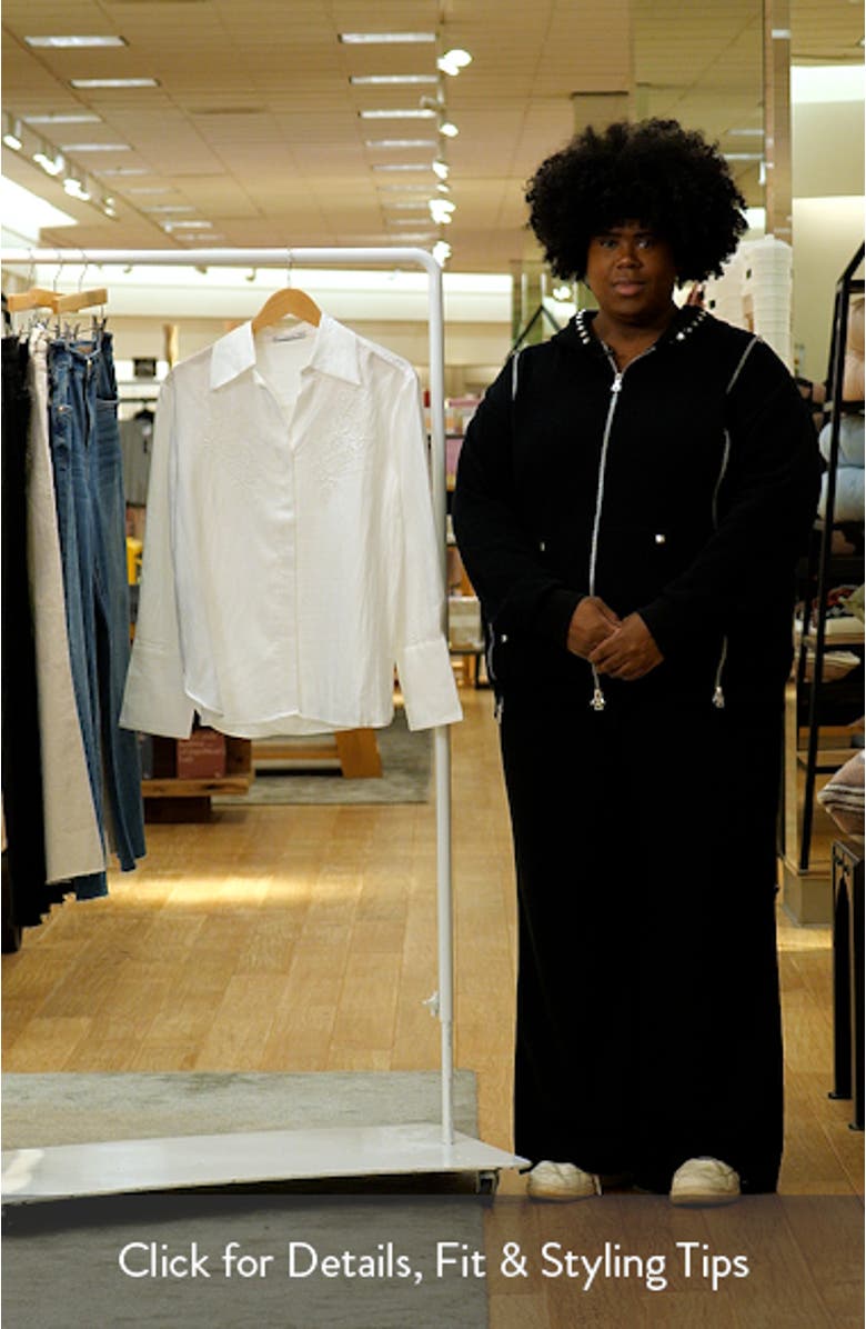 Embroidered Lace Inset Button-Up Shirt, sales video thumbnail