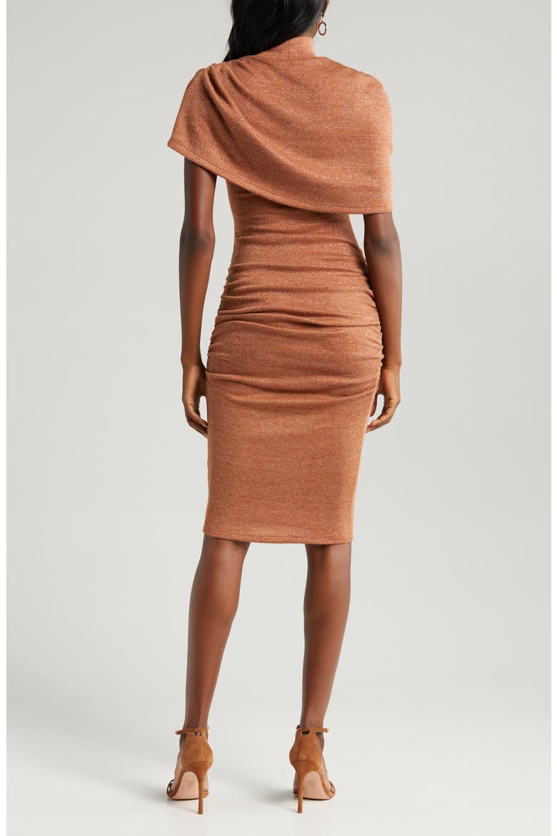 Eleanor Popover Ruched Body-Con Dress, Alternate, color, SEPHIA SPARKLE