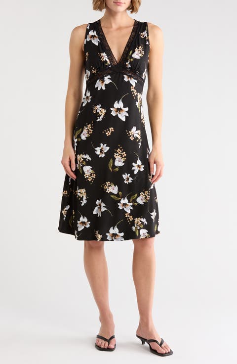 Lace Trim Midi Dress
