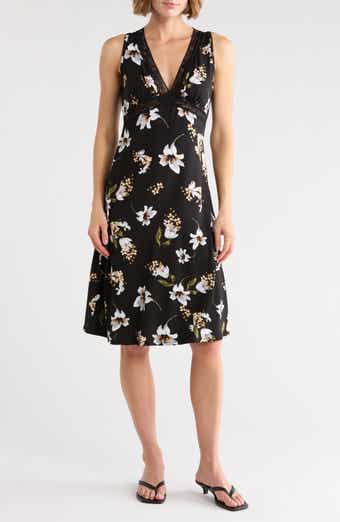 Loveappella Lace Trim Midi Dress