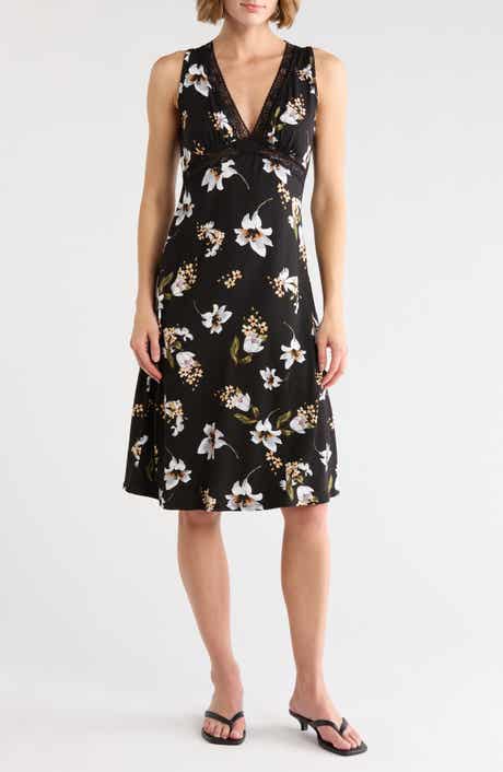 Loveappella Lace Trim Midi Dress