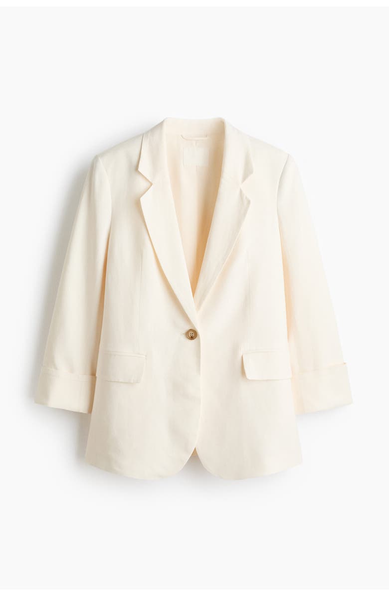 H&M Linen-blend Blazer, Main, color, Cream