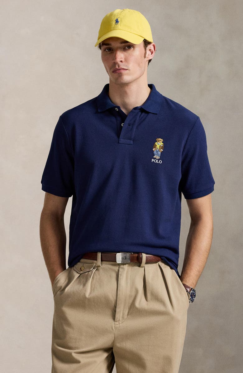 Polo Ralph Lauren Classic Fit Polo Bear Cotton Mesh Polo, Alternate, color, Newport Navy/ Heritage Bear