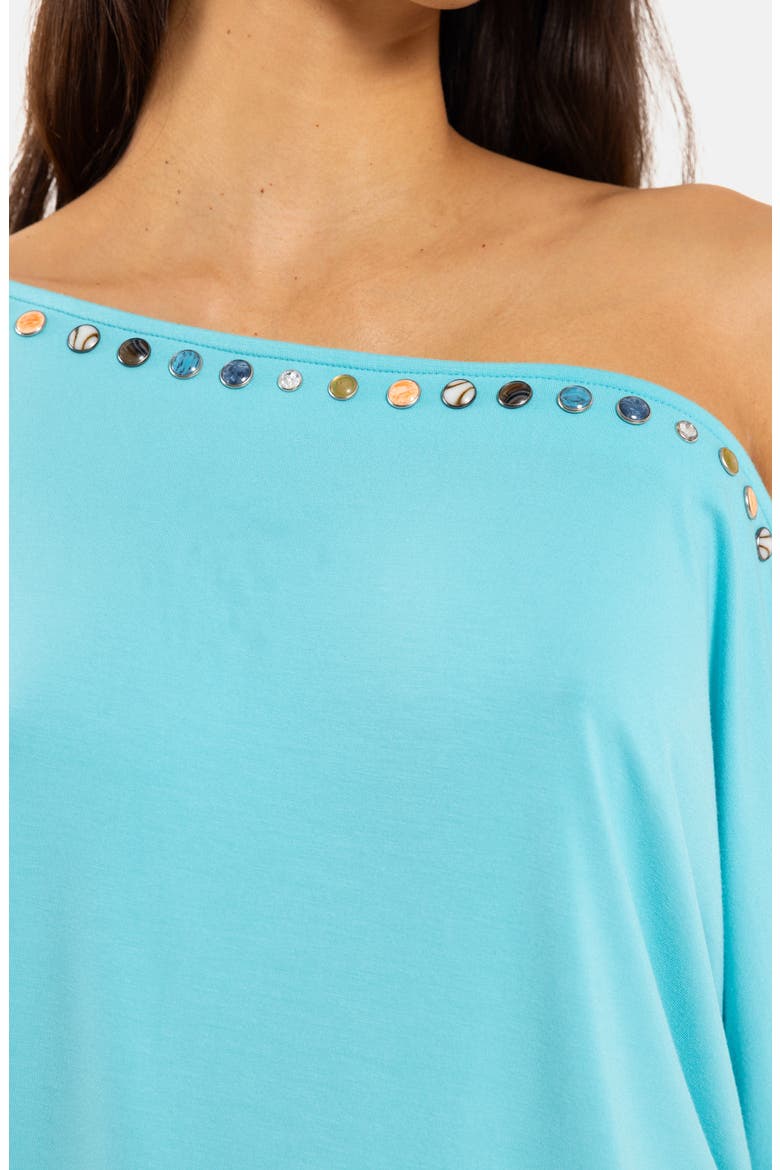 Studded Open Back Top, Alternate, color, TURQUOISE