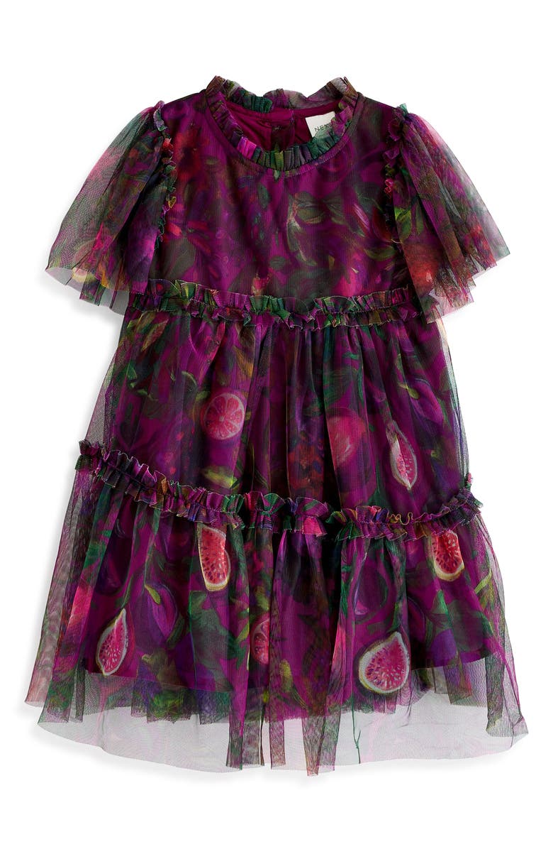 NEXT Kids' Fruit Print Tiered Tulle Party Dress, Main, color, 