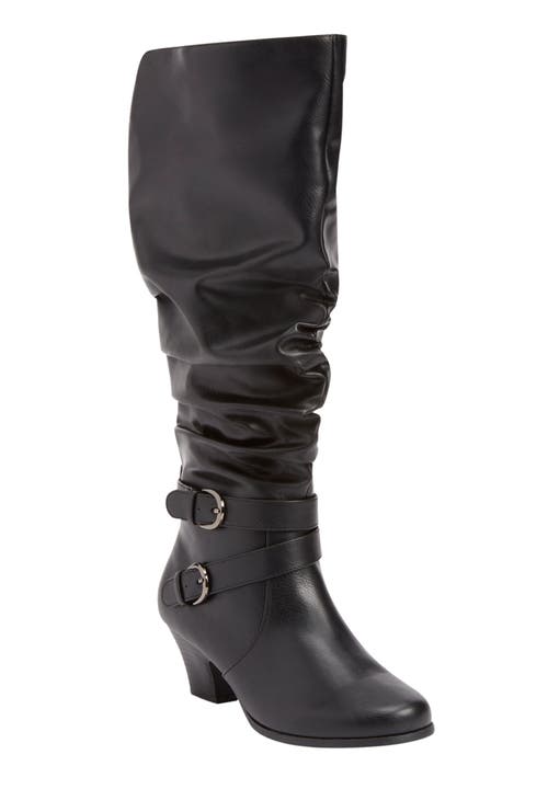 Comfortview The Cleo Tall Wide Calf Boot In Black