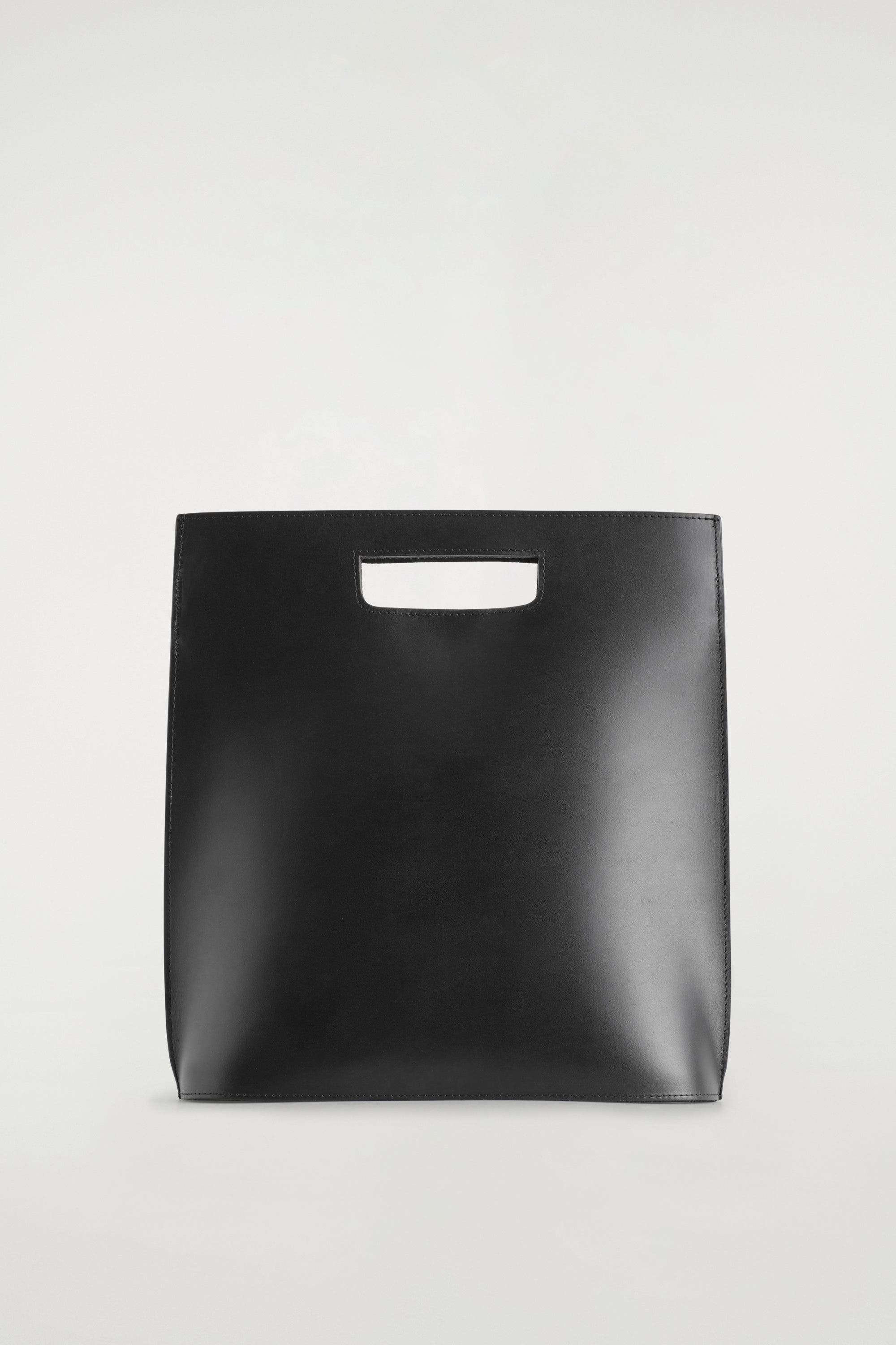 COS Folio Bag - Leather, Alternate, color, Black