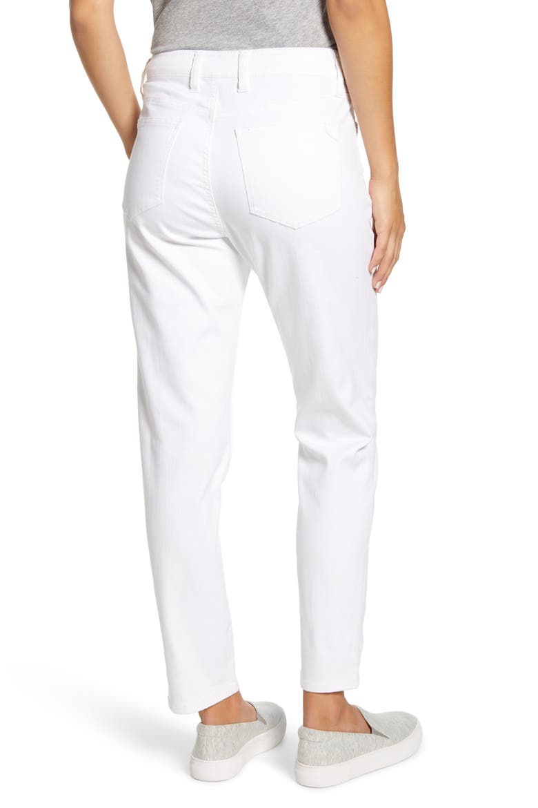 Ella Twill Slim Boyfriend White Jeans, Alternate, color, WHITE
