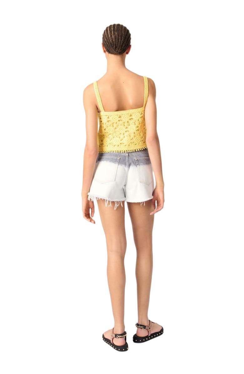 maje Crochet-knit Crop Top, Alternate, color, Yellow Banana