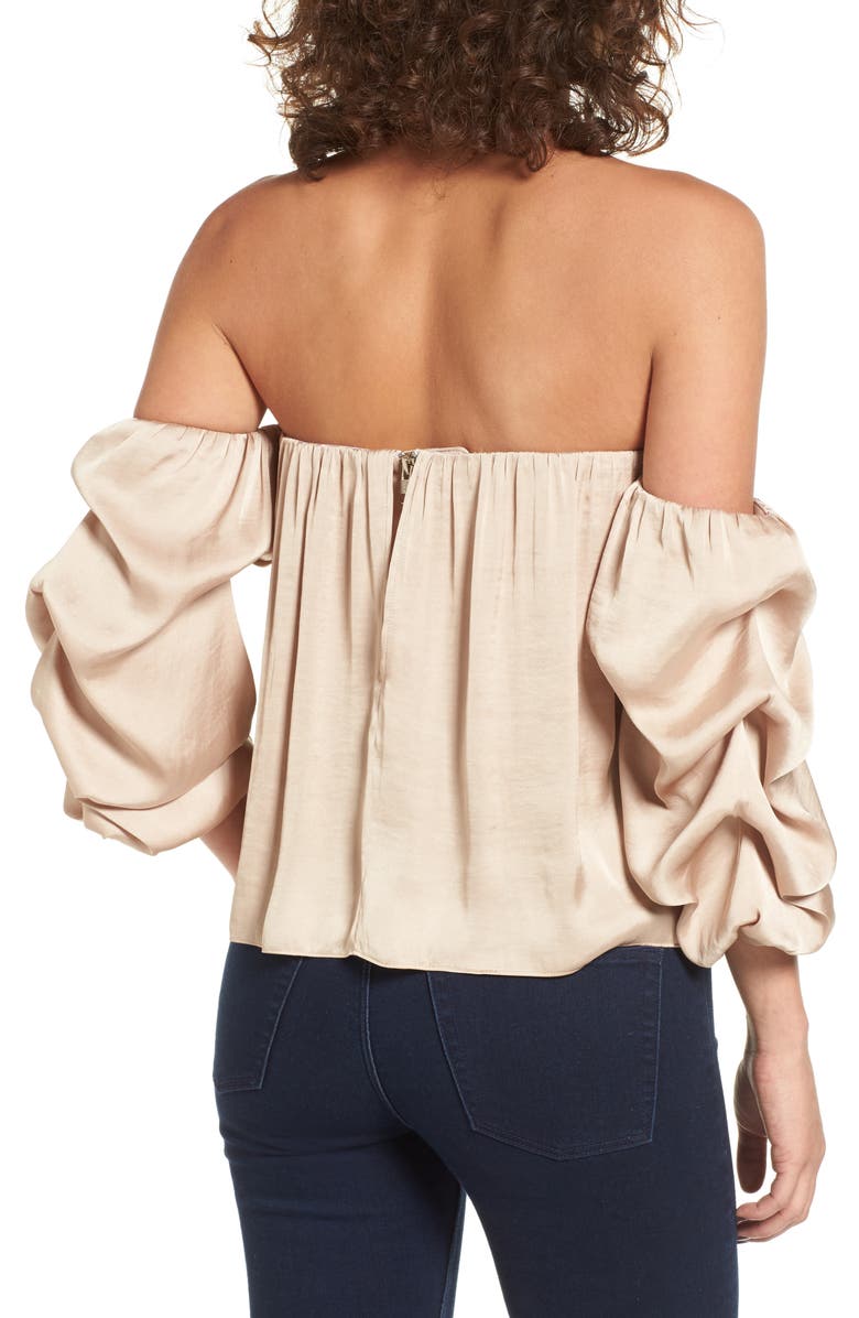 Leith Gathered Satin Off-the-Shoulder Top, Alternate, color,