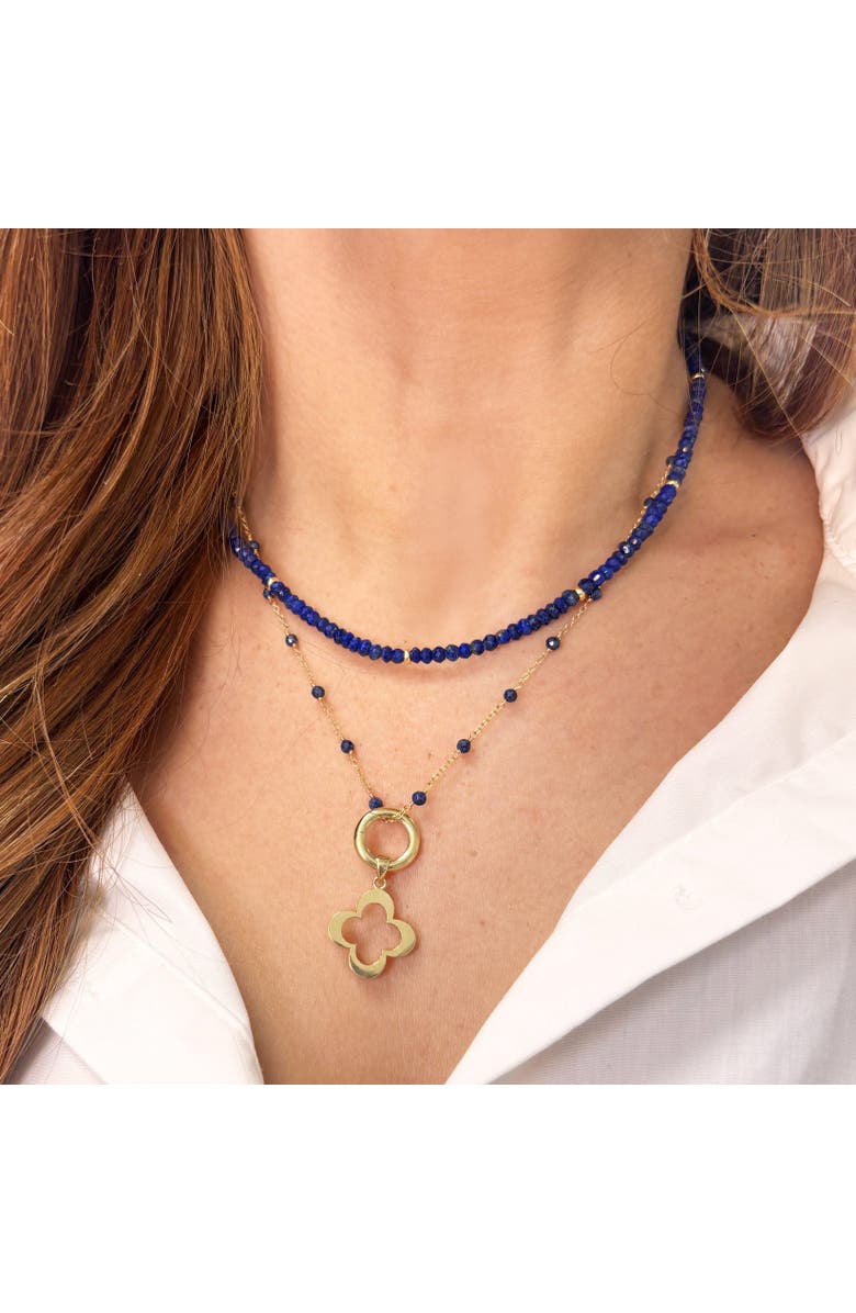The Lovery Fine Jewelry Lapis Bead Necklace, Alternate, color, Lapis