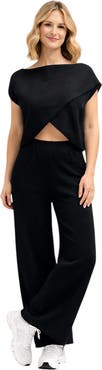Accouchée Cool Knit Flexible Waist Palazzo Pants