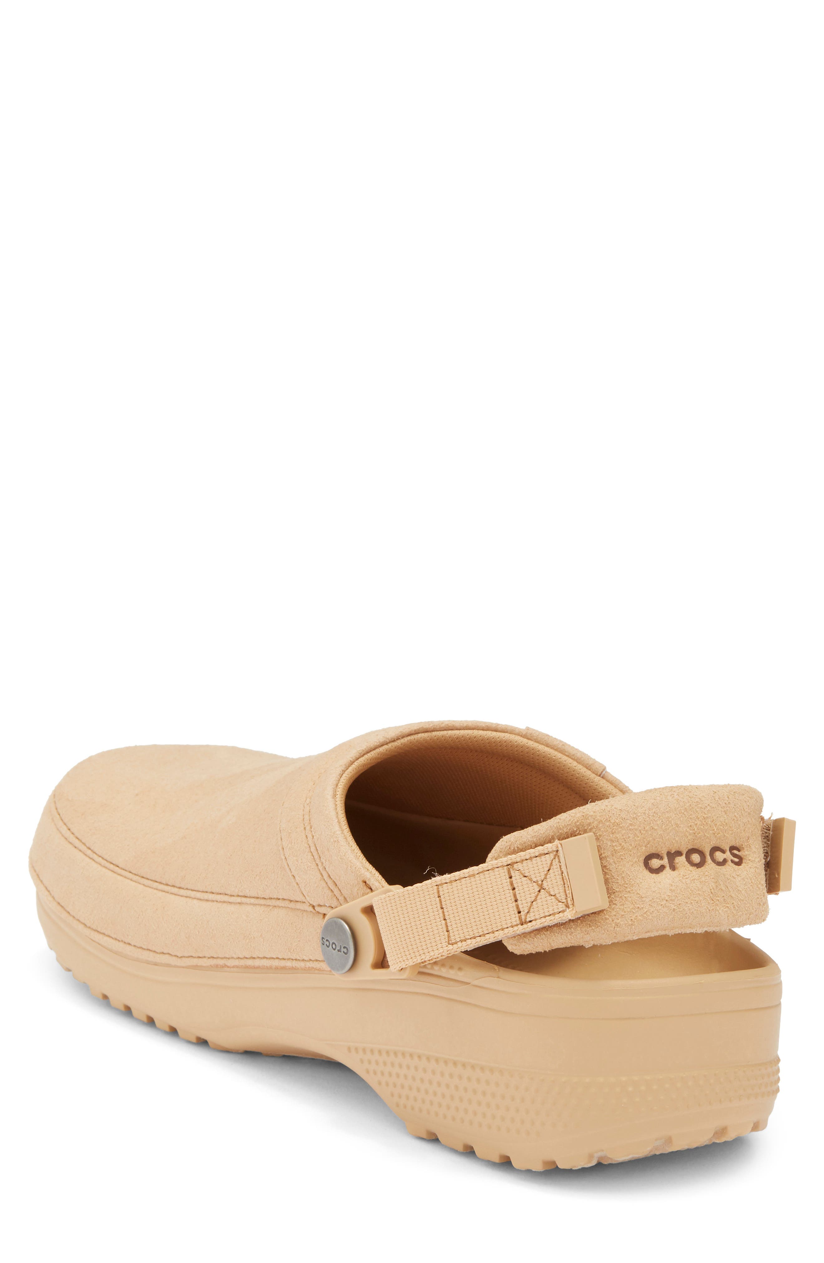 CROCS Classic Crafted Faux Suede Clog, Alternate, color, Cashew