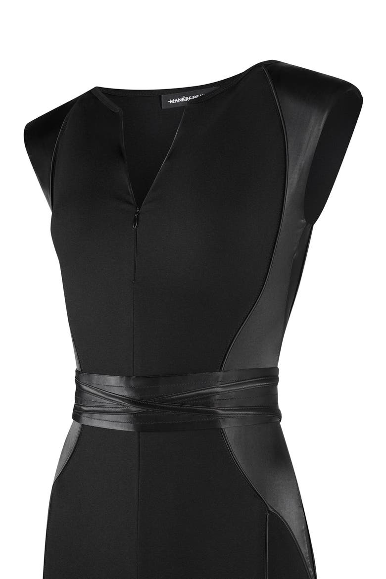 Satin Contour Flared Jumpsuit, Alternate, color, Black
