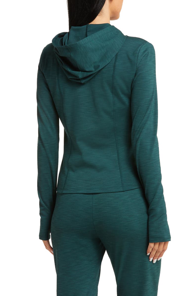 Beyond Yoga Heather Rib Zip-Up Hooded Jacket, Alternate, color, Midnight Green Heather Rib