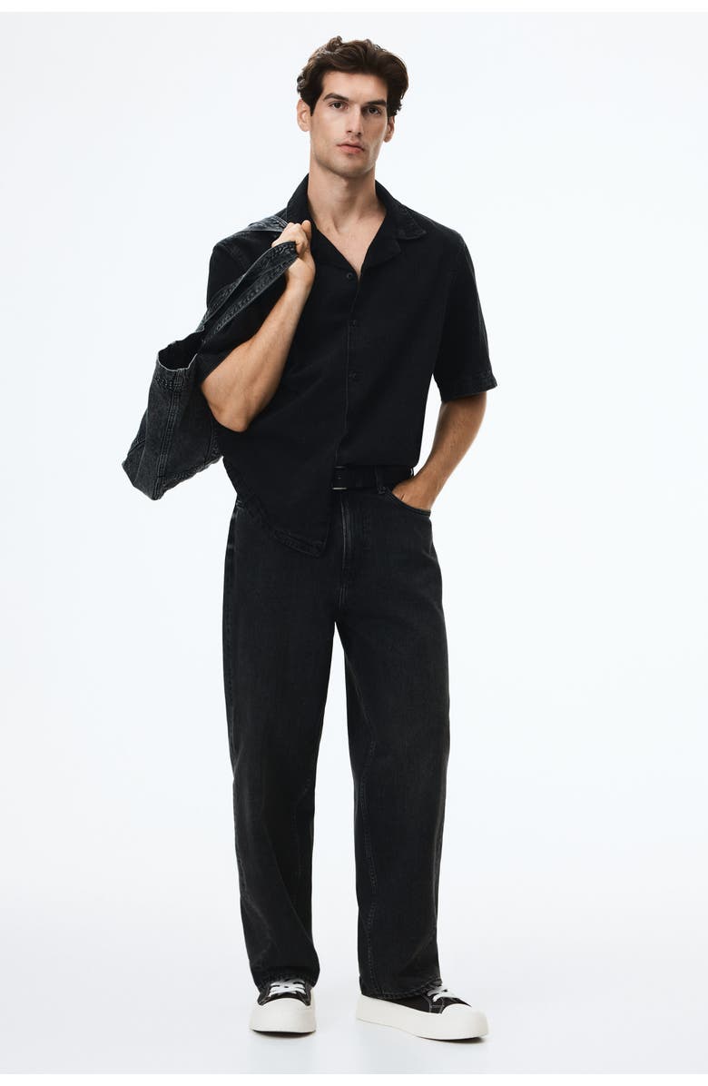 H&M Barrel Loose Jeans, Alternate, color, Denim Black