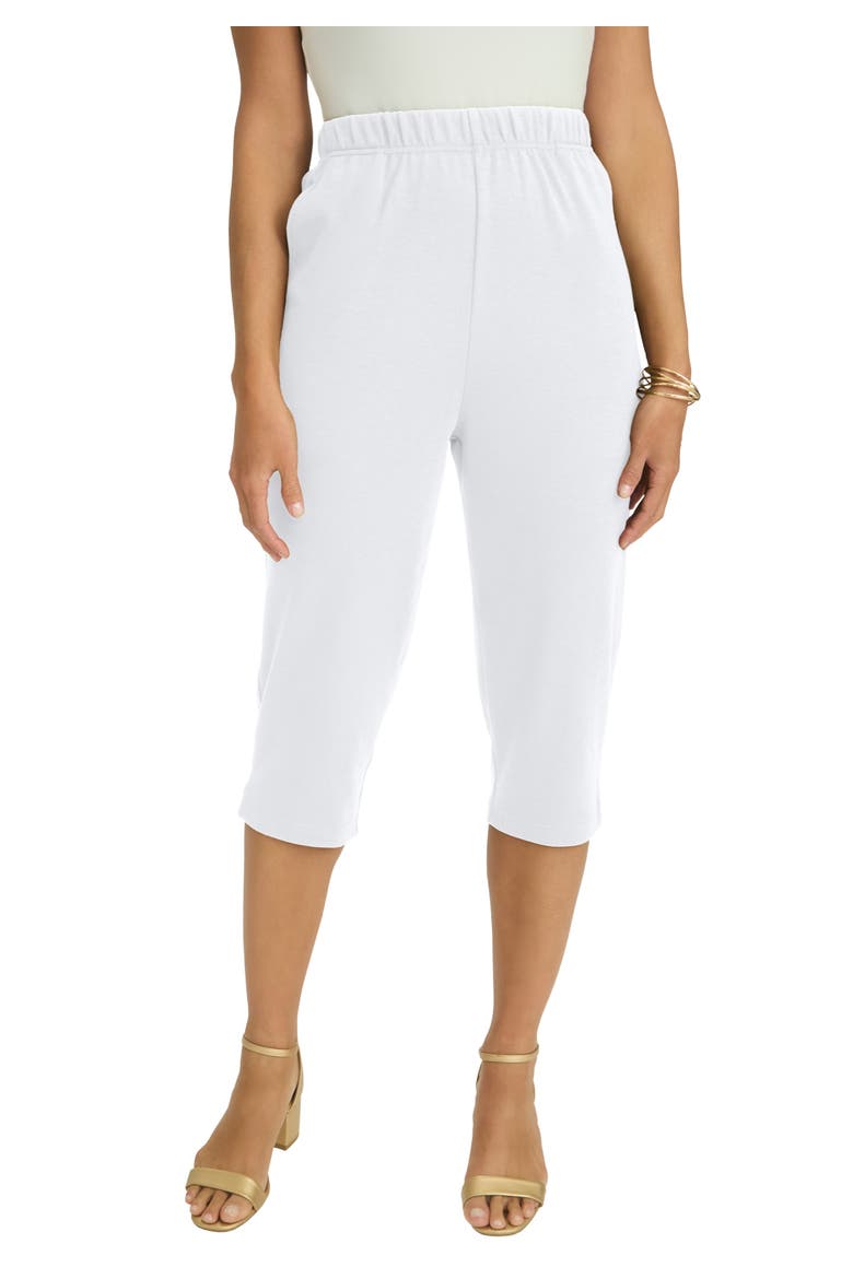 Soft Ease Cotton Knit Capri, Main, color, WHITE